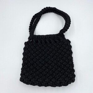 Thick Woven Hobo Slouchy Purse Handbag Artisan Bag Black Lined Unbranded